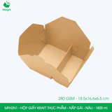  MFH2N1 - 280gsm - Combo 25 hộp giấy kraft 2 ngăn - Nắp gài - Nâu - 1800ml 