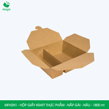  MFH2N1 - 280gsm - Combo 25 hộp giấy kraft 2 ngăn - Nắp gài - Nâu - 1800ml 