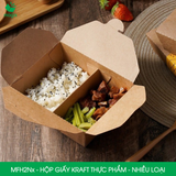  MFH2Nx - Combo 25 hộp giấy kraft 2 ngăn - Nắp gài - Nâu - 1800ml - 280gsm & 300gsm 