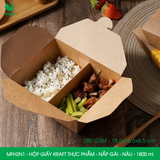  MFH2N1 - 280gsm - Combo 25 hộp giấy kraft 2 ngăn - Nắp gài - Nâu - 1800ml 