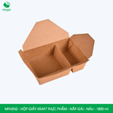  MFH2N2 - 300gsm - Combo 25 hộp giấy kraft 2 ngăn - Nắp gài - Nâu - 1800ml 