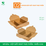  MFH2Nx - Combo 25 hộp giấy kraft 2 ngăn - Nắp gài - Nâu - 1800ml - 280gsm & 300gsm 