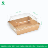  MFHP1N - Combo 25 hộp giấy kraft thực phẩm - Nắp PET - Nâu - 10.5x10.5x6 cm 