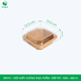  MFHV1 - Combo 25 hộp giấy kraft vuông thực phẩm - Nắp PET - Nâu - 300 ml 