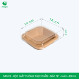  MFHV2 - Combo 25 hộp giấy kraft vuông thực phẩm - Nắp PET - Nâu - 400 ml 