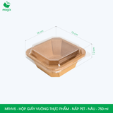  MFHV5 - Combo 25 hộp giấy kraft vuông thực phẩm - Nắp PET - Nâu - 750 ml 
