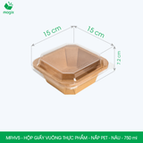  MFHV5 - Combo 25 hộp giấy kraft vuông thực phẩm - Nắp PET - Nâu - 750 ml 