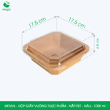  MFHV6 - Combo 25 hộp giấy kraft vuông thực phẩm - Nắp PET - Nâu - 1000 ml 