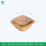  MFHV6 - Combo 25 hộp giấy kraft vuông thực phẩm - Nắp PET - Nâu - 1000 ml 