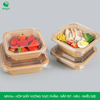  MFHVx - Combo 25 hộp giấy kraft vuông thực phẩm - Nắp PET - Nâu - Nhiều size 
