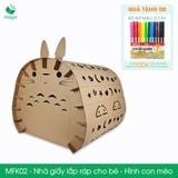  MFK02 - 101x84x78 cm - Nhà giấy carton lớn lắp ghép cho bé - Con mèo 