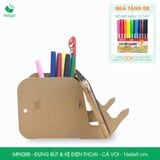  MFK08B - Đựng bút & kệ điện thoại lắp ráp carton - Cá voi - 16x6x9 cm 