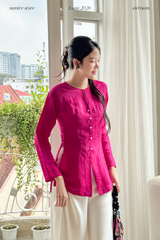 Áo bà ba lụa tơ tằm Phượng Đoan - Hồng sen