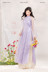 Áo dài dáng ôm ren kim sa Phúc Thiên Hương - Tím