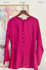 Áo bà ba lụa tơ tằm Phượng Đoan - Hồng sen