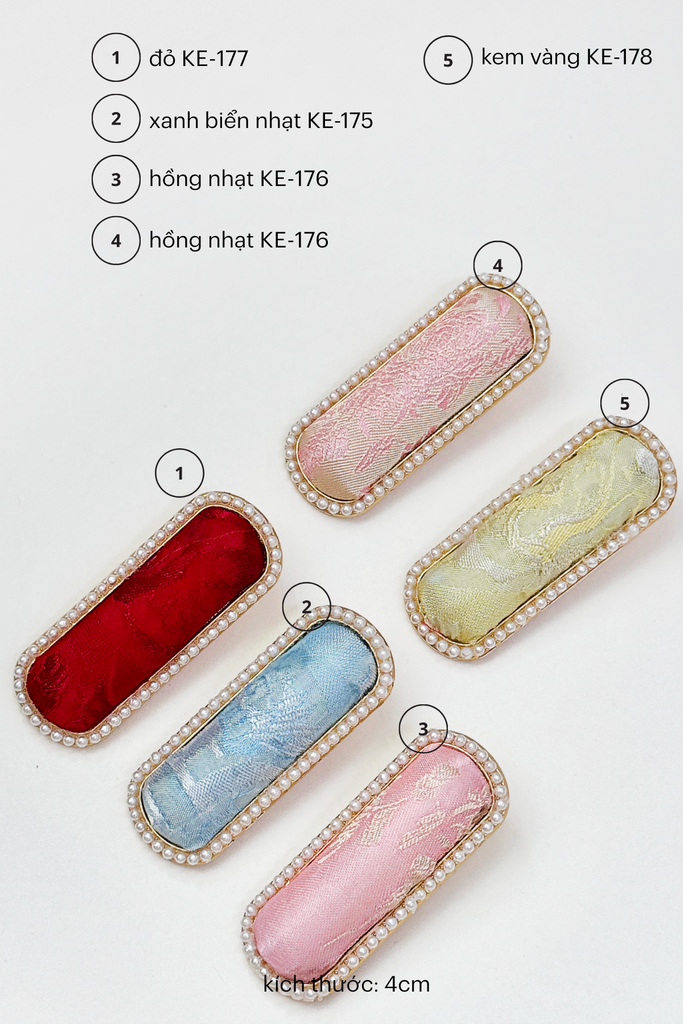 Kẹp tóc bọc lụa tơ tằm Gấm Tiên - Hình chữ nhật bo góc