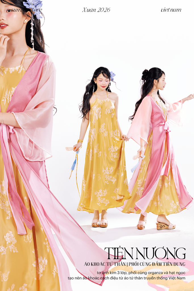 Áo khoác tứ thân Tiên Nương - Hồng