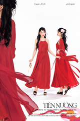 Đầm cổ yếm Tiên Dung - Đỏ lá trúc