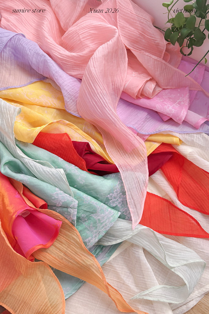 Áo yếm tơ nhũ Trà lụa - Hồng ửng