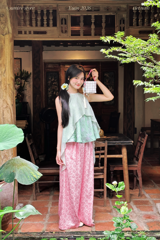 Quần gấm Lan Chi (có túi) - Hồng sáng