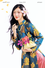 Áo dài Truyền thống Quý Xuân - Xanh cổ vịt