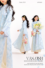Áo dài tơ hoa Vân Đình - Xanh biển