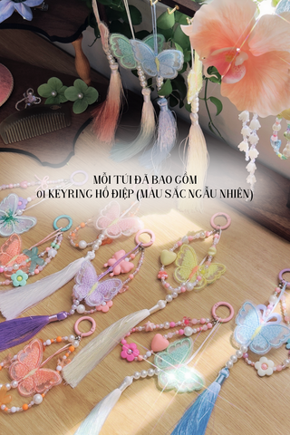 Túi đan Bàu Ngọc - Kèm keyring hạt và tua rua hồ điệp