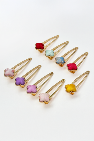 Kẹp tóc bọc lụa tơ tằm Gấm Tiên - Đầu hoa bốn cánh