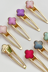 Kẹp tóc bọc lụa tơ tằm Gấm Tiên - Đầu hoa bốn cánh