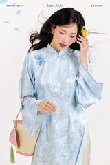 Áo dài tơ hoa Vân Đình - Xanh biển