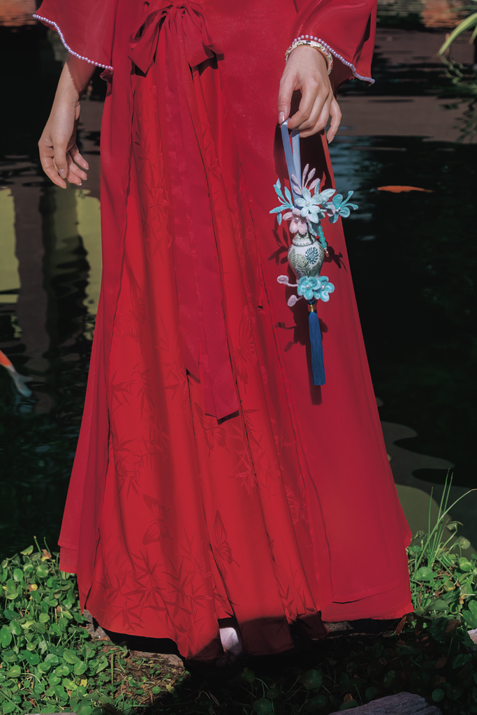 Đầm cổ yếm Tiên Dung - Đỏ lá trúc