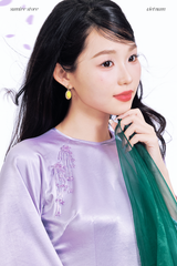 Áo dài cổ tròn Điểm Xuân - Tím