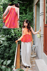 Áo yếm tơ nhũ Trà lụa - Mận cam