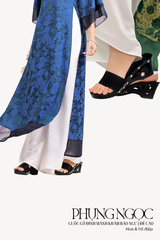 Guốc gỗ Đế cao đính xà cừ Phụng Ngọc