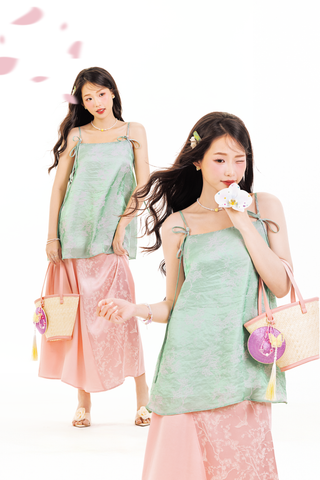 Áo hai dây tơ nhũ Trà Hương - Xanh ngọc