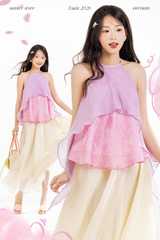 Áo yếm tơ nhũ Trà lụa - Hồng tím