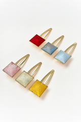 Kẹp tóc bọc lụa tơ tằm Gấm Tiên - Đầu vuông