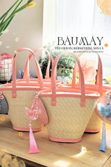 Túi cói Bàu Mây - Kèm keyring nón lá và tua rua hồ điệp
