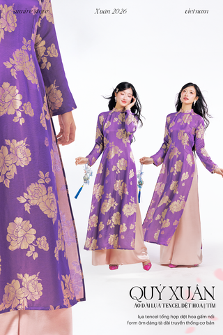 Áo dài Truyền thống Quý Xuân - Tím
