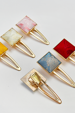 Kẹp tóc bọc lụa tơ tằm Gấm Tiên - Đầu vuông