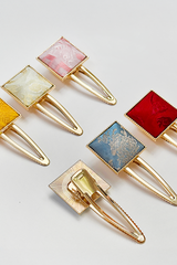 Kẹp tóc bọc lụa tơ tằm Gấm Tiên - Đầu vuông