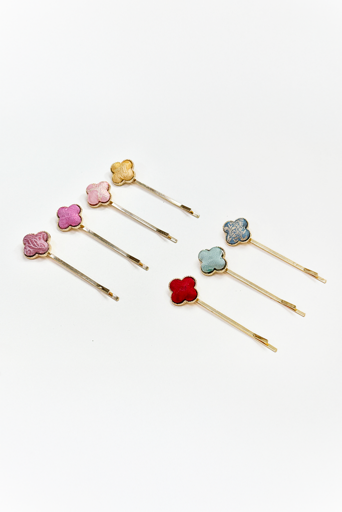 Kẹp tóc bọc lụa tơ tằm Gấm Tiên - Kẹp tăm đầu họa tiết