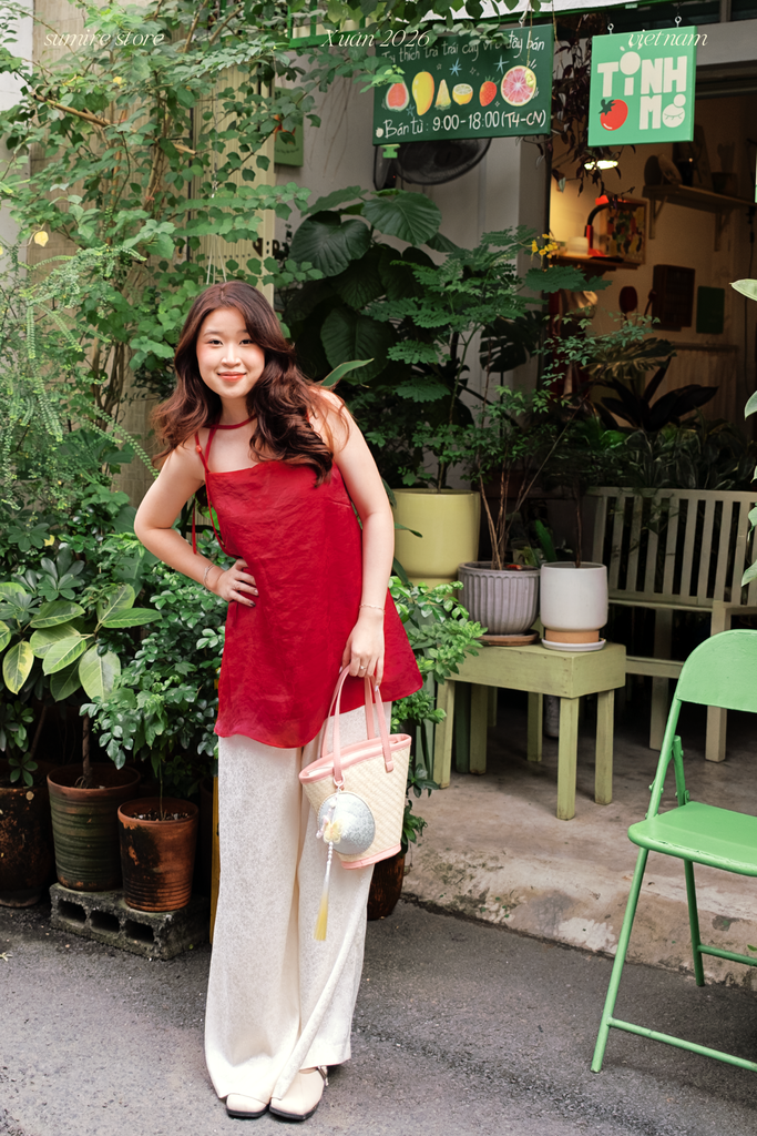 Quần gấm Lan Chi (có túi) - Kem