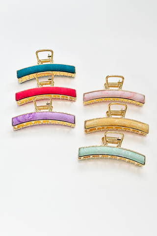 Kẹp tóc bọc lụa tơ tằm Gấm Tiên - Càng cua