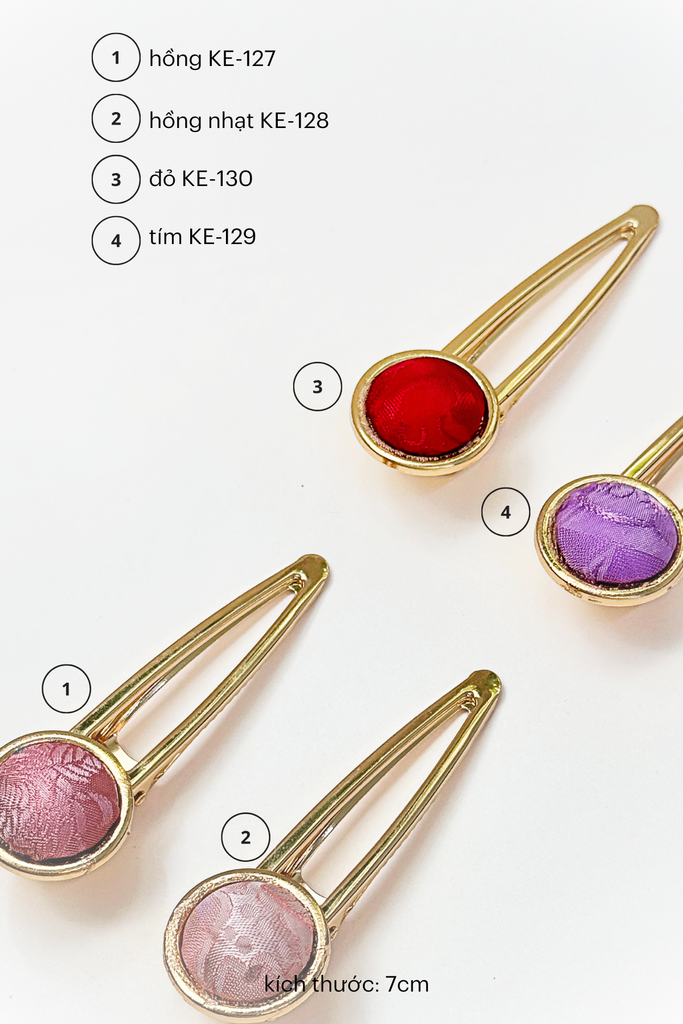 Kẹp tóc bọc lụa tơ tằm Gấm Tiên - Đầu tròn