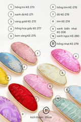 Kẹp tóc bọc lụa tơ tằm Gấm Tiên - Đầu bấm hình bầu dục