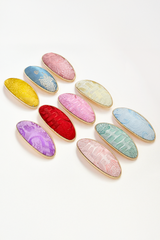 Kẹp tóc bọc lụa tơ tằm Gấm Tiên - Đầu bấm hình bầu dục