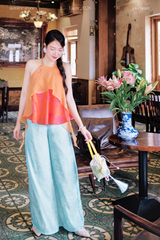 Áo yếm tơ nhũ Trà lụa - Mận cam