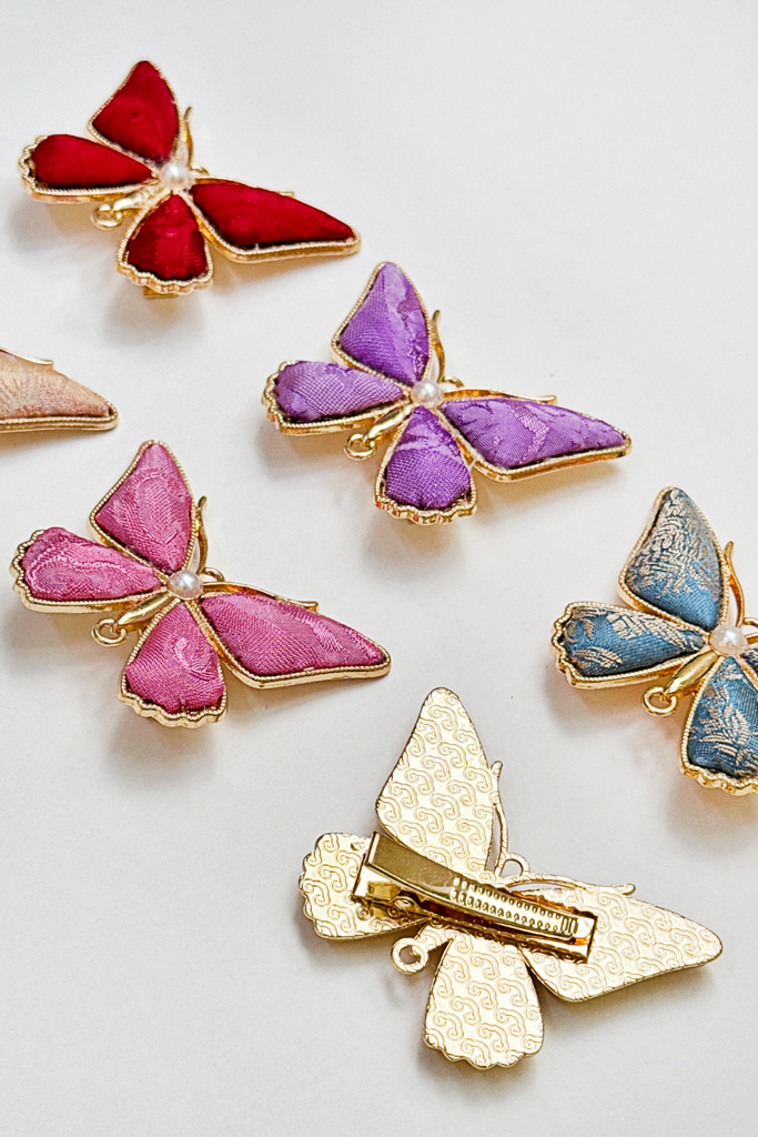 Kẹp tóc bọc lụa tơ tằm Gấm Tiên - Hồ điệp