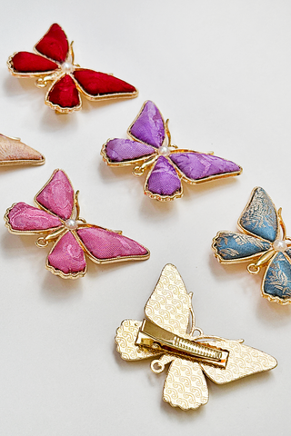 Kẹp tóc bọc lụa tơ tằm Gấm Tiên - Hồ điệp